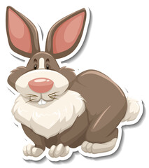 Rabbit cartoon character on white background