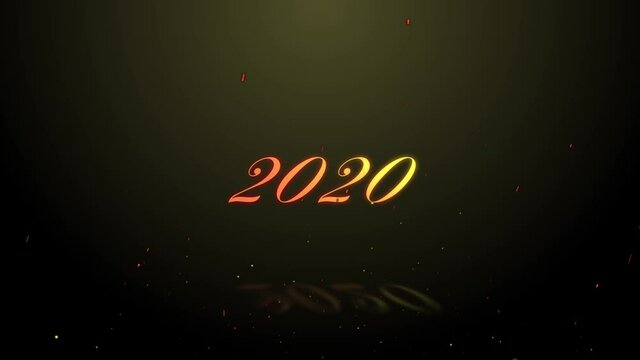 炎と共に出現し消える文字「2020」
