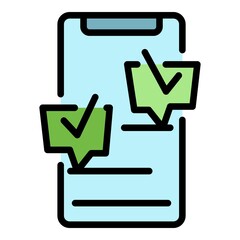 Smartphone checklist icon. Outline smartphone checklist vector icon color flat isolated