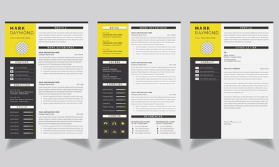 Professional Resume Template, CV & Cover Letter Set 2 Vector Design	