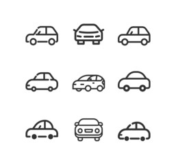 Car vector line icon set.