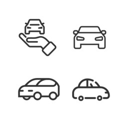 Car vector line icon set.