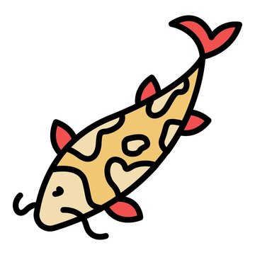 Koi carp fish icon. Outline koi carp fish vector icon color flat isolated