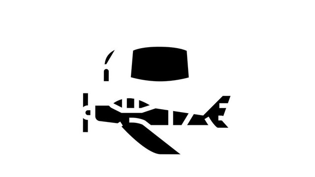 graduate flight school animated glyph icon. graduate flight school sign. isolated on white background