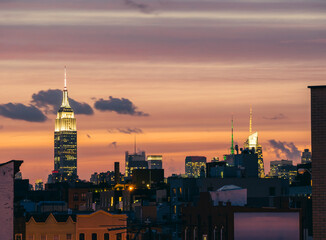 New York City skyline by night from Brooklyn to Manhattan. High quality photo