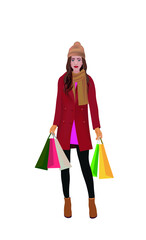 Woman holding shopping bags. vector