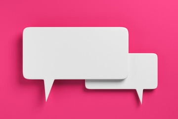 Empty white social media notification icons on a crimson background. 3D rendering