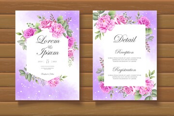 Beautiful Floral Wedding Invitation Card Template