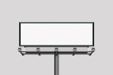 Obraz premium Empty blank white banner outdoor billboard mock up isolated on a grey background. Outdoor advertising poster. 3d rendering.
