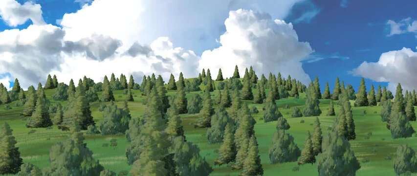 Anime style forest animated Clouds