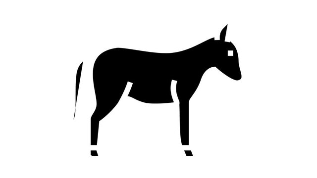 donkey domestic animal animated glyph icon. donkey domestic animal sign. isolated on white background