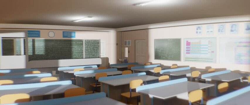 Math Classroom 3d render 