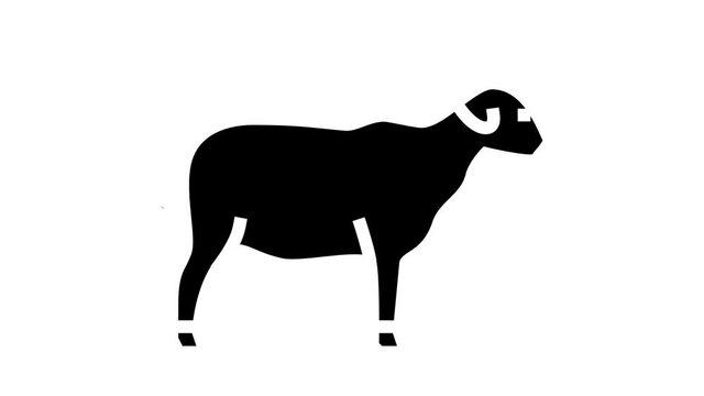 goat domestic animal animated glyph icon. goat domestic animal sign. isolated on white background