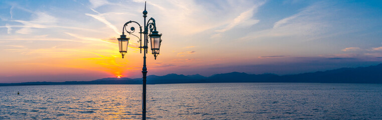 Sunset over Lake Garda in Lazise, Italy