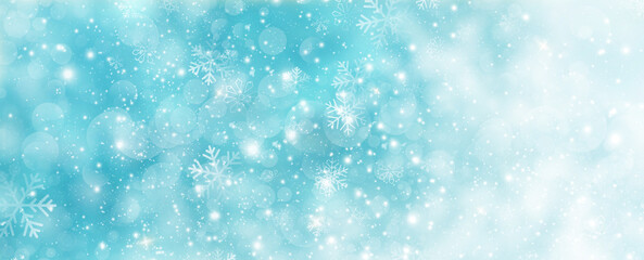 Seasons greetings. Shining snowfall. Christmas banner. Festive winter banners with snowflakes, bokeh 