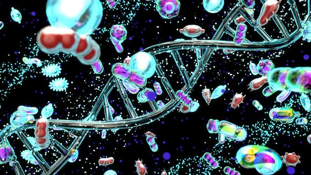 Abstract medical animation of bacteria