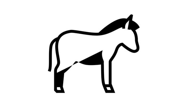 donkey domestic animal animated line icon. donkey domestic animal sign. isolated on white background