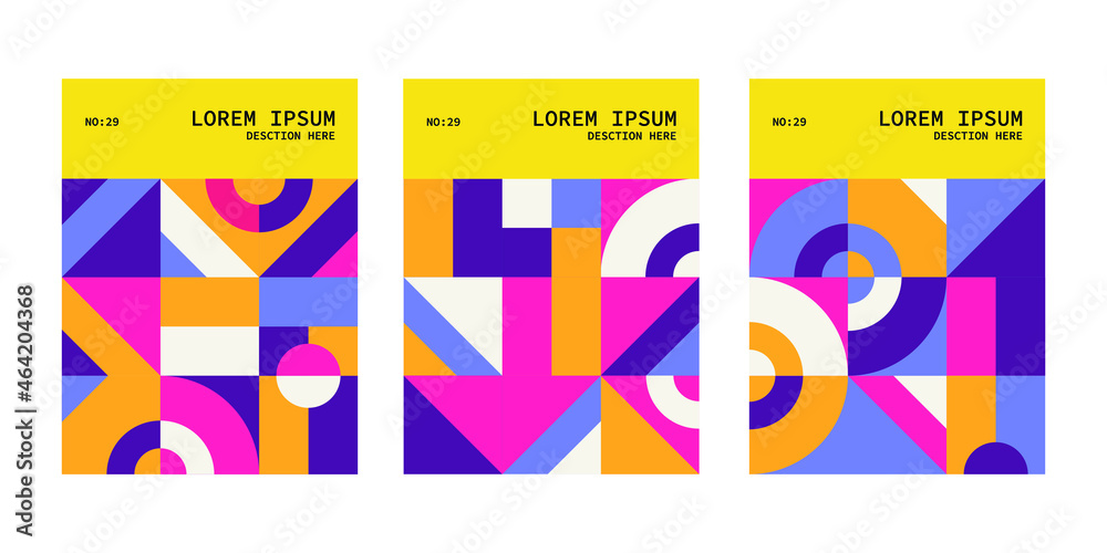 Poster the abstract geometrical pattern in colorful style made with simple shapes arrangement. vector patte