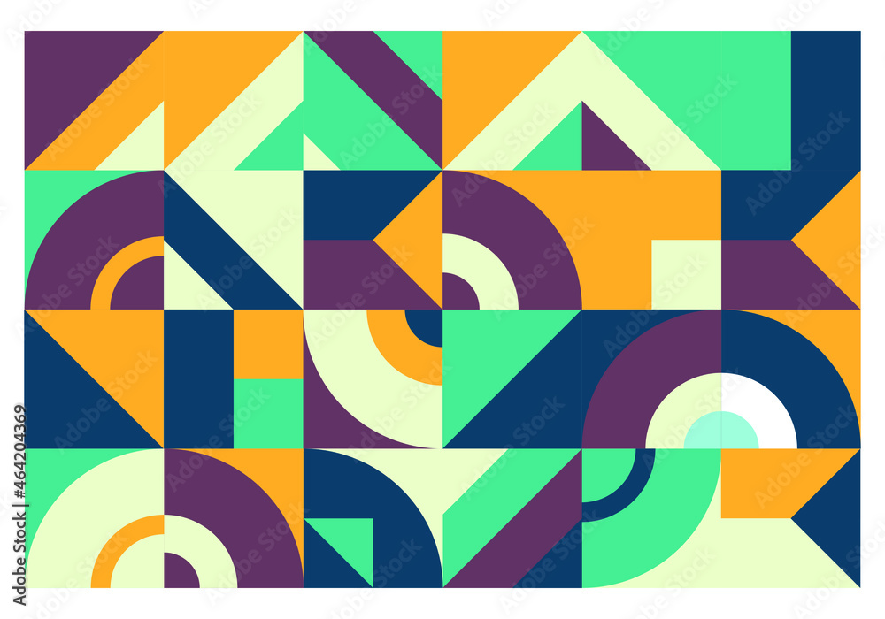 Poster the abstract geometrical pattern in colorful style made with simple shapes arrangement. vector patte