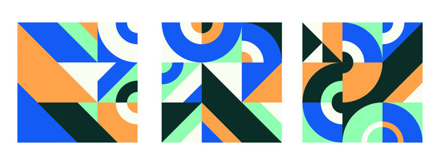 the abstract geometrical pattern in colorful style made with simple shapes arrangement. vector pattern in a blue and orange theme.