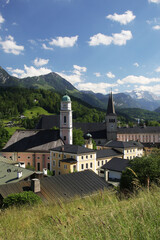 The view of Saint Andreas cathedral in Berchtesgaden, Germany
