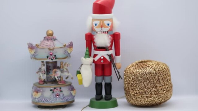 Santa Claus nutcracker and Christmas decorations