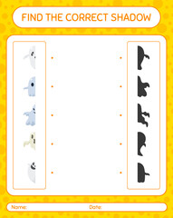 Find the correct shadows game with halloween icon. worksheet for preschool kids, kids activity sheet