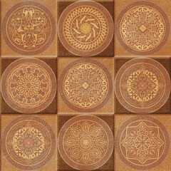 Colorful wall art mixed digital tiles design for interior home or ceramic tiles design.