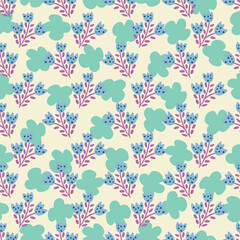 Vector Seamless Pattern with Fantastic Flowers and Leaves.