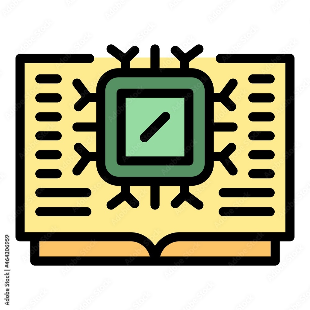 Poster ai processor book icon. outline ai processor book vector icon color flat isolated
