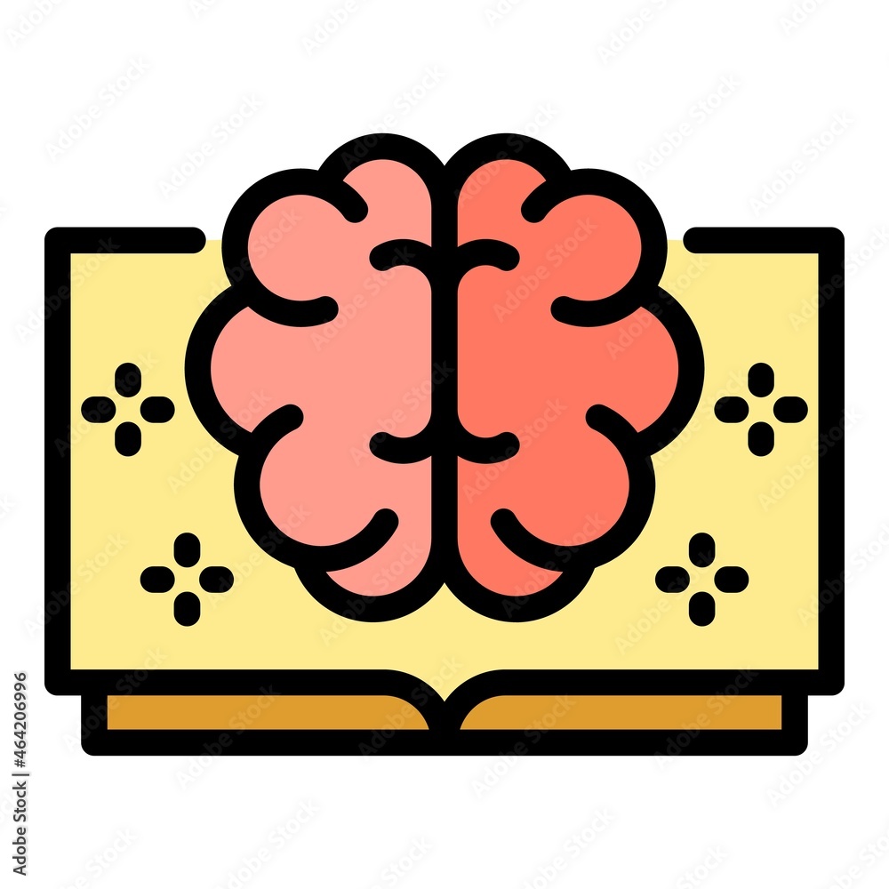 Poster ai open smart book icon. outline ai open smart book vector icon color flat isolated
