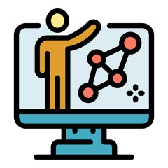 Ai smart monitor icon. Outline ai smart monitor vector icon color flat isolated