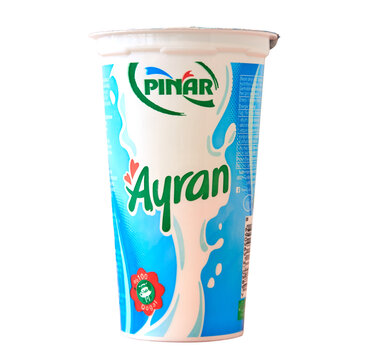  Ayran in its original package isolated on white with clipping path.