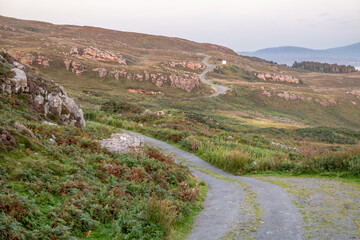 Fototapeta na wymiar The coastal single track road between Meenacross and Crohy Head south of Dungloe, County Donegal - Ireland