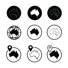 Set of Map Australia vector design illustration. Australia country map design. Australian country map icon on White Background.