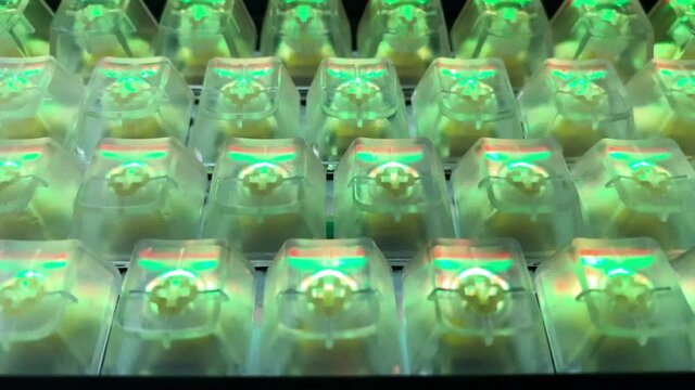 Gaming RGB LED backlit keyboard on black background