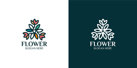 set of colorful flower logos