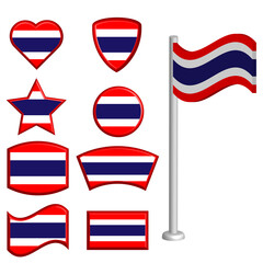 Vector graphic illustration of various shapes of Thailand flag