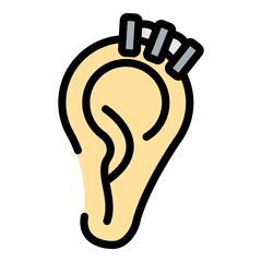 Obraz premium Ear piercing icon. Outline ear piercing vector icon color flat isolated