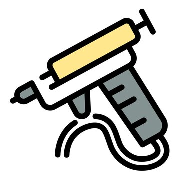Tattoo work gun icon. Outline tattoo work gun vector icon color flat isolated