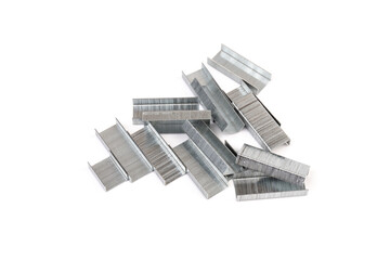 Metal staples for stapler isolated on white background