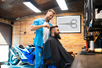 Hairdresser and customer in a hair salon