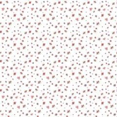 Cute watercolor little flowers on white background seamless pattern