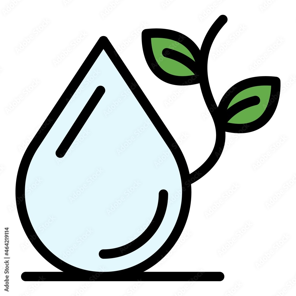 Poster drop and twig icon. outline drop and twig vector icon color flat isolated