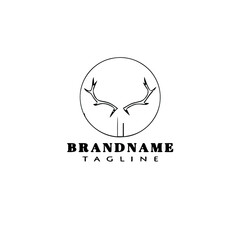 Obraz premium deer or caribou logo cartoon icon design template black isolated unique illustration