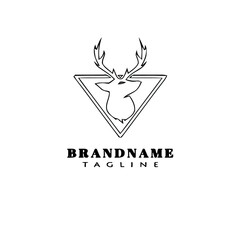 deer or caribou logo cartoon icon design simple black isolated vector illustration