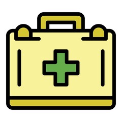 First aid kit icon. Outline first aid kit vector icon color flat isolated
