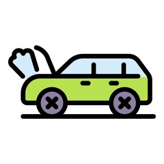 Car repair icon. Outline car repair vector icon color flat isolated