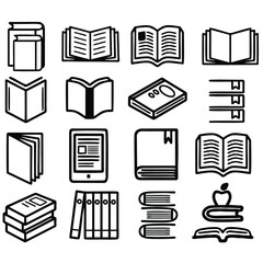 Set of books icons. Vector illustration thin line style. Suitable for logo, school or office icon, clip art, and creative design