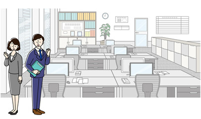 ビジネスパーソンとオフィスの背景 2
